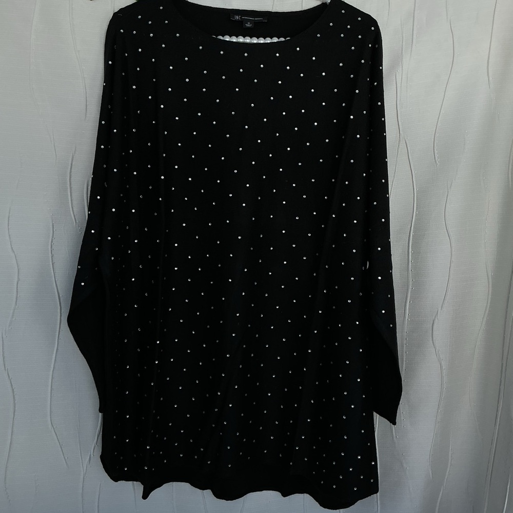 INC International Concepts Black Sweater with Sparkle Accents